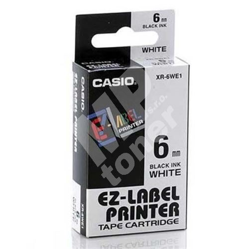 Páska Casio XR-6WE1, 6mm, černý tisk/bílý podklad, originál 1