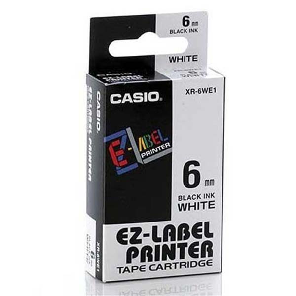 Páska do tiskárny štítků Casio XR-6WE1 6mm černý tisk/bílý podklad originál