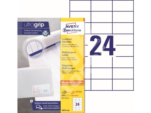 Samolepící etikety Ultragrip 70 x 37 mm, 220 listů A4 3474-200 1