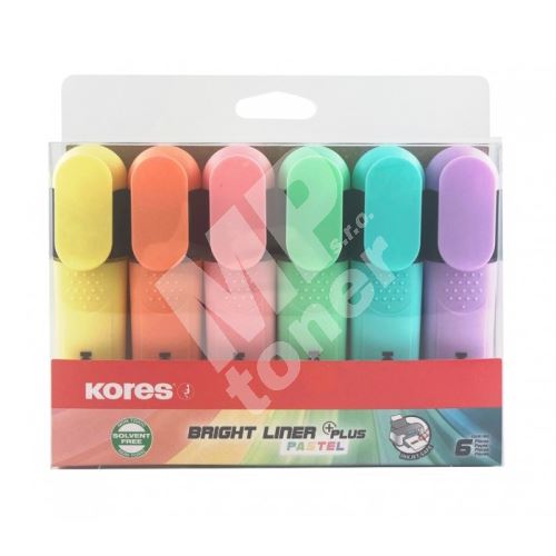 Zvýrazňovač Kores Bright Liner Plus Pastel sada 6ks 1