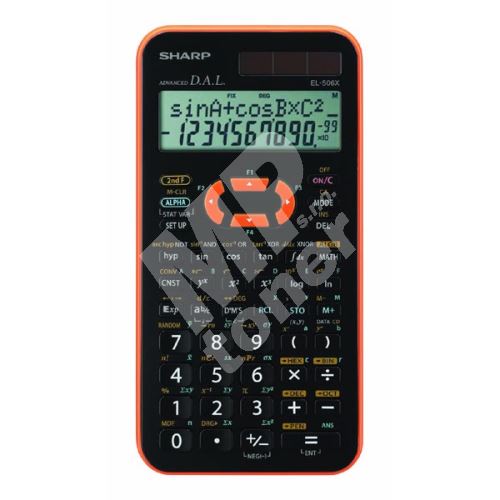 Kalkulačka Sharp EL506XYR, černo-oranžová, vědecká 1