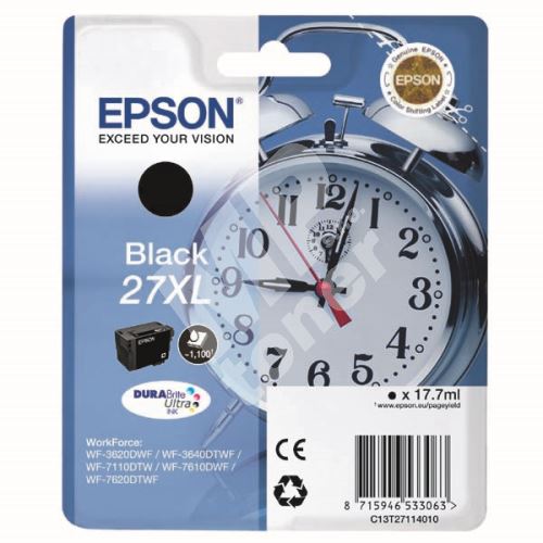 Cartridge Epson C13T27114012, black, 27XL, originál 1