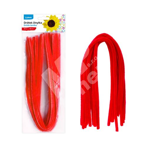 Drátek žinylka Luma 500 x 8mm, červený 10ks 1