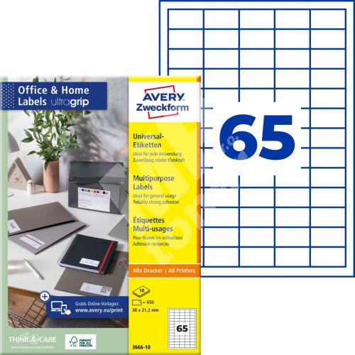 Samolepící etikety Ultragrip 38 x 21,2 mm 10 listů A4 3666-10 1