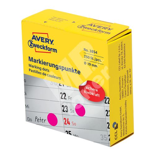 Značkovací etikety Avery Zweckform 19mm, purpurové, 250 etiket, pro ruční popis - 1