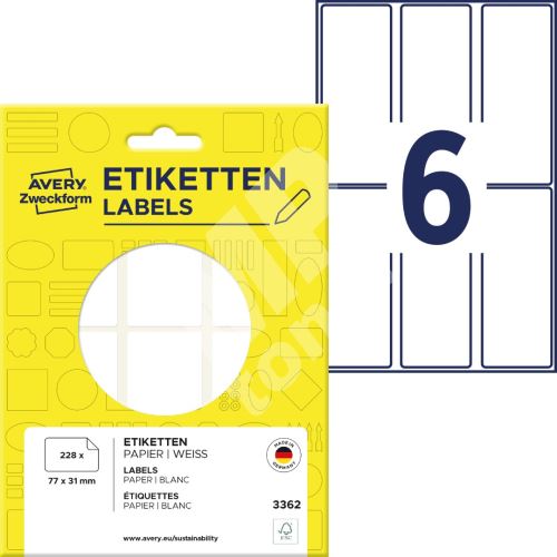 Samolepící etikety 77 x 31 mm, 224 ks etiket v bal. 3362 1