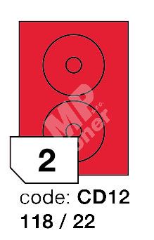Samolepící etikety Rayfilm Office průměr 118/22 mm 300 archů, fluo červená, 1