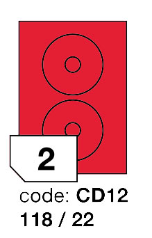 Samolepící etikety Rayfilm Office průměr 118/22 mm 300 archů, fluo červená, R0132.CD12D