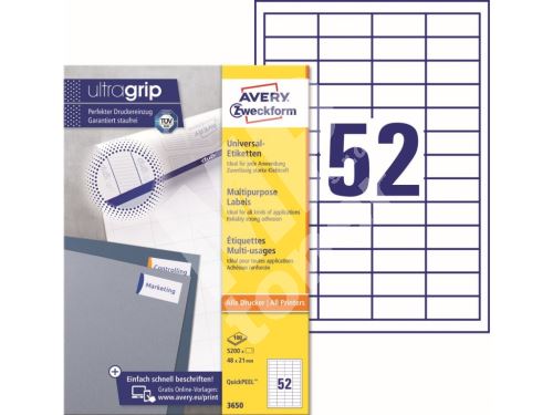 Samolepící etikety Ultragrip 48 x 21 mm, 100 listů A4 3650 1