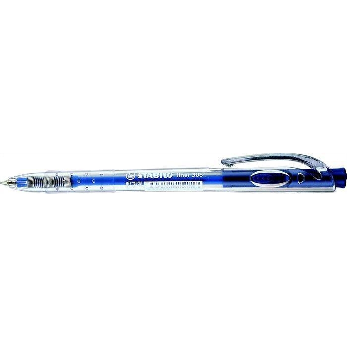 Kuličkové pero Stabilo Liner 308, 0,3mm, stiskací mechanismus, modré