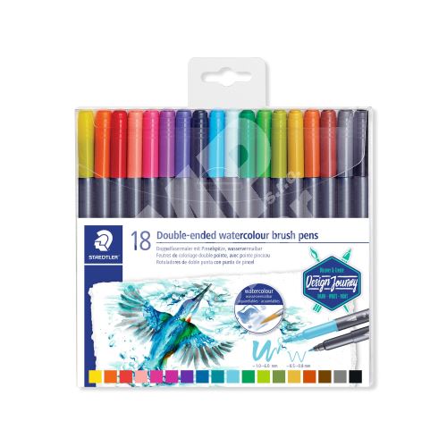 Staedtler Marsgraphic Duo, štětcové fixy 18 barev, oboustranné 1