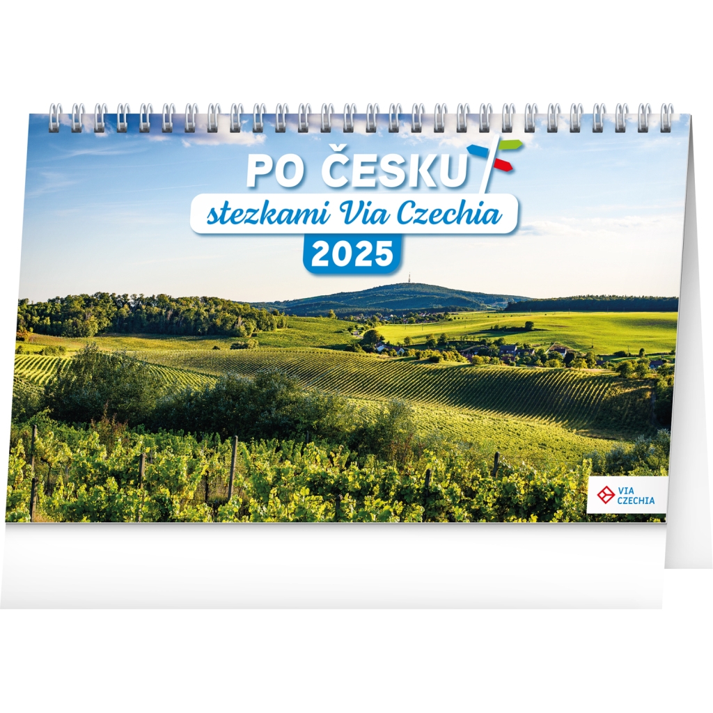 Stolní kalendář Notique Po Česku stezkami Via Czechia 2025, 23,1 x 14,5 cm