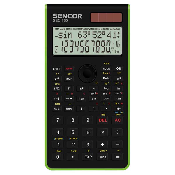 Kalkulačka Sencor SEC 160 GN, zelená, školní, dvanáctimístná