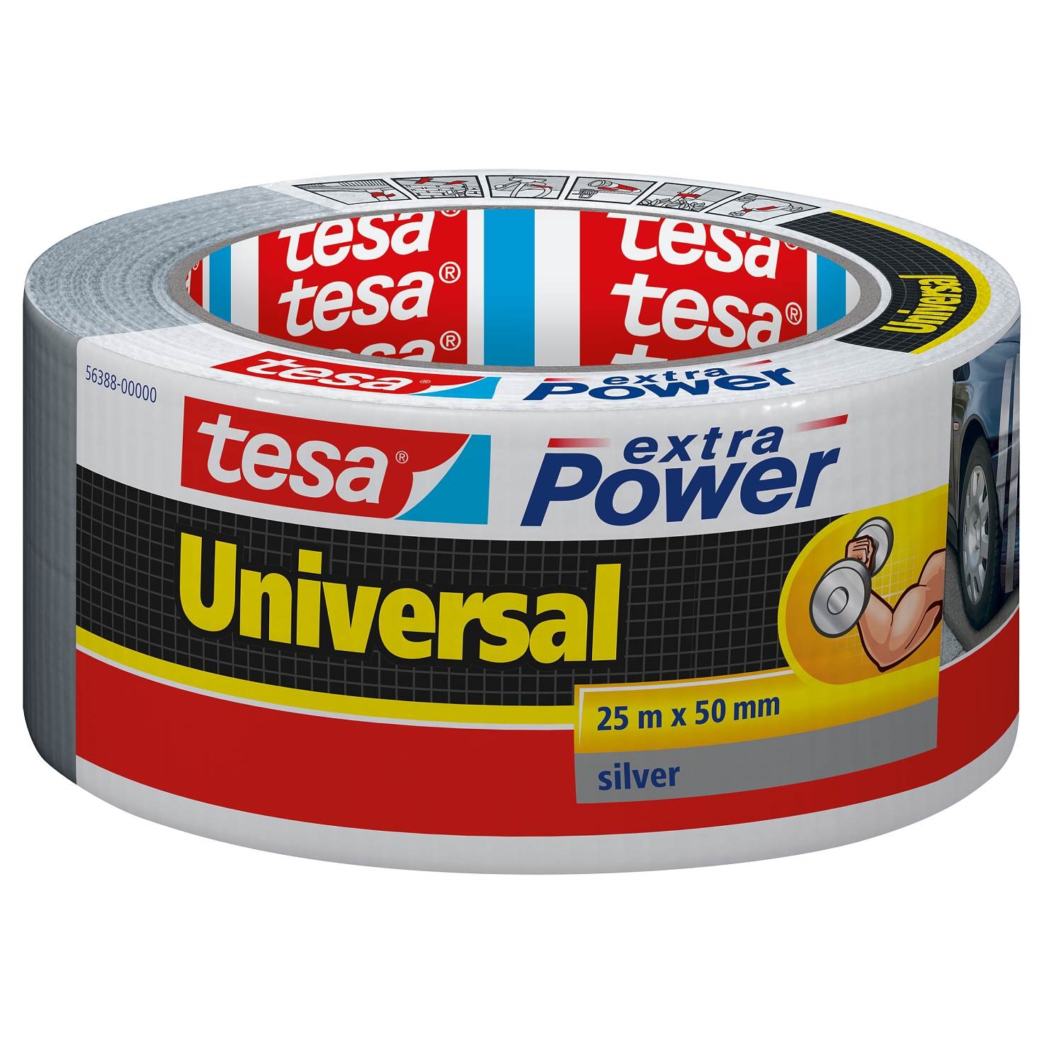 Textilní páska Tesa extra Power Universal, 50 mm x 25 m, stříbrná
