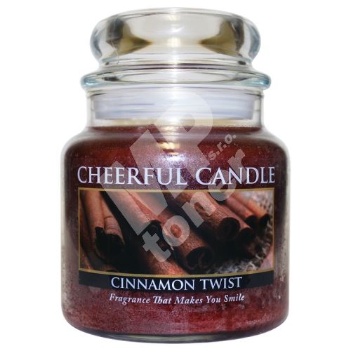 Cheerful Candle Vonná svíčka ve skle Skořice - Cinnamon Twist, 16oz 1
