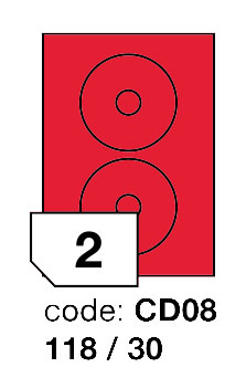 Samolepící etikety Rayfilm Office průměr 118/30 mm 300 archů, fluo červená, R0132.CD08D