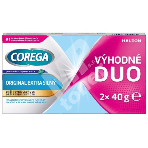 Corega Original fixační krém na umělá chrup extra silný 2 x 40 g 1