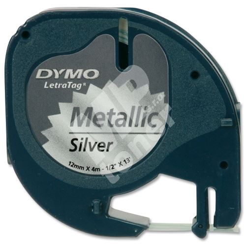 Páska Dymo LetraTag 12mm x 4m černý tisk/stříbrný podklad, S0721730 1