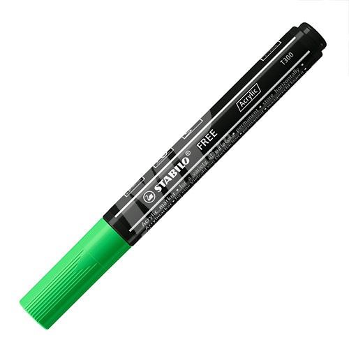 STABILO FREE Acrylic akrylový popisovač T300 Kulatý hrot 2-3 mm - listově zelený 1