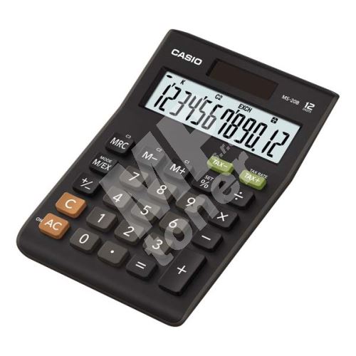 Casio kalkulačka, MS 20 B S, černá, stolní s výpočtem DPH, dvanáctimístná 1