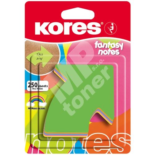Neonové bločky Kores Arrow 70x70mm, tvar šipky, mix 5 barev, 250 lístků 1