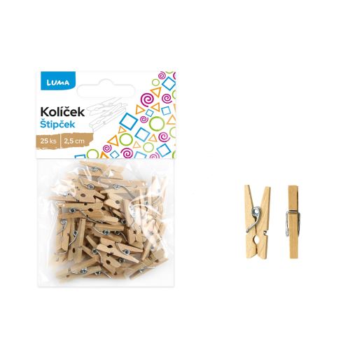 Kolíček 2,5cm natur, 25ks LUMA 1