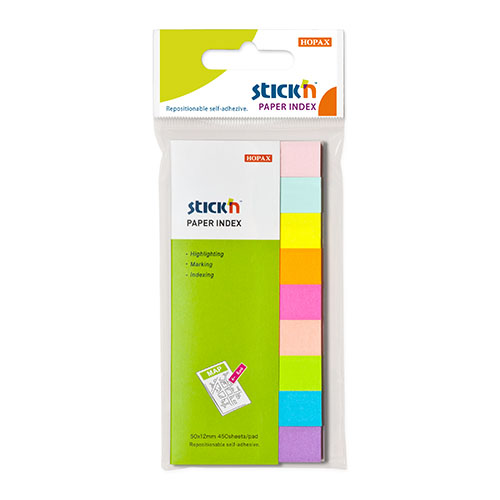 Papírové samolepicí záložky Stick'n mix barev, 50 x 12 mm