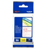 Páska do štítkovače Brother TZe-132, 12mm, červený tisk/průsvitný podklad, originál