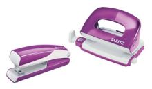 Sada mini sešívačka a děrovačka Leitz WOW, purpurová Sada mini sešívačka a děrovačka Leitz WOW, purpurová