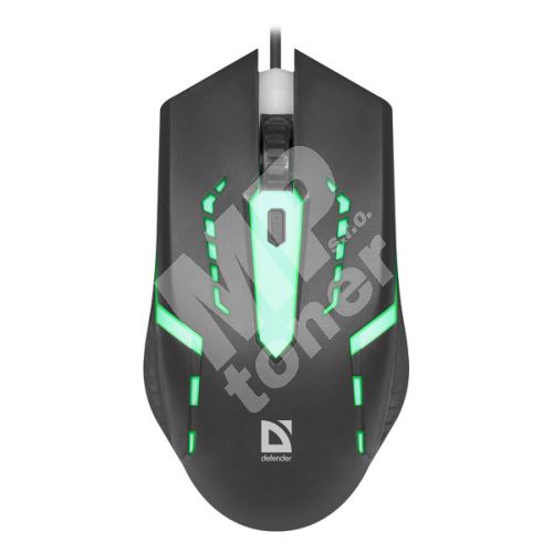 Herní myš Defender Hit MB-601, 1200DPI, optická, 4tl., drátová USB, černá, podsvícená 1