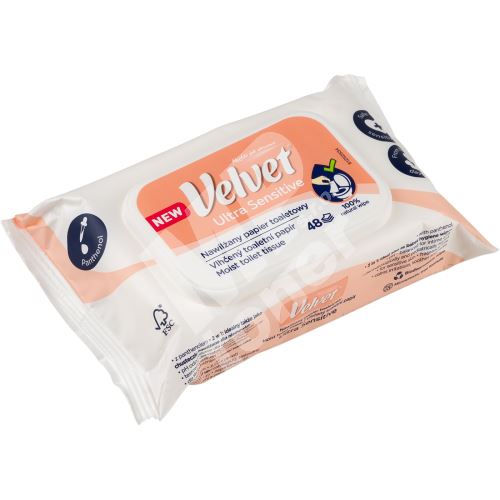VELVET vlhčené ubrousky/toalet.papír ultra sensitive 48 ks 1