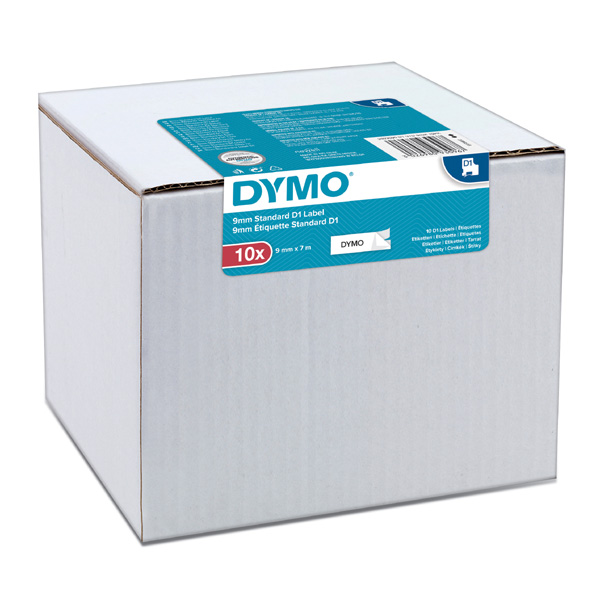 Páska Dymo D1 9 mm x 7m, černý tisk/bílý podklad, 2093096, 10ks
