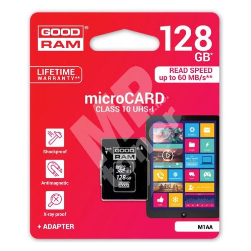 128 GB Goodram Micro Secure Digital Card, micro SDXC, UHS-I U1 (Class 10) 1
