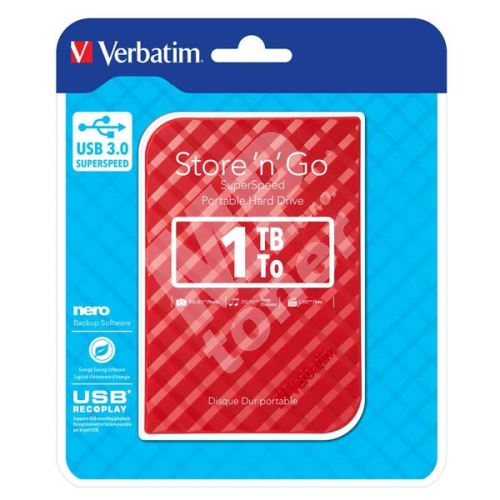 Verbatim Store n Go 1TB, Externí HDD 2,5" USB 3.0, 53203, červený 1