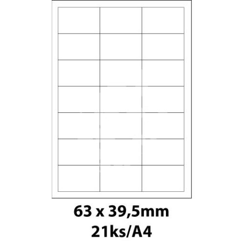 Print etikety Emy 63x39,5 mm, 21ks/arch, 100 archů, samolepící 1