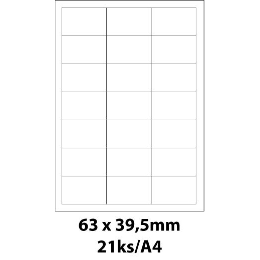 Print etikety Emy 63x39,5 mm, 21ks/arch, 100 archů, samolepící