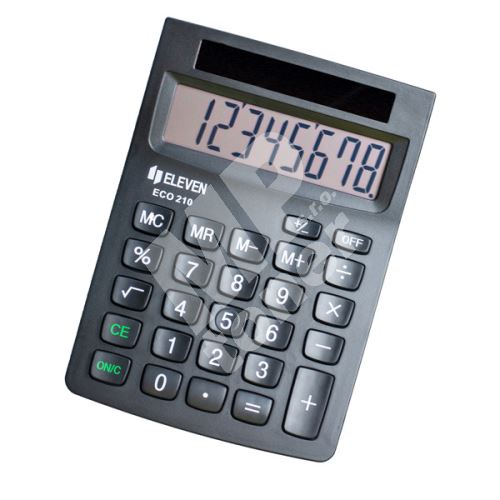 Kalkulačka Eleven ECC-210, černá, stolní, osmimístná, solární napájení 1