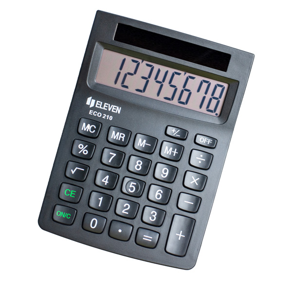 Kalkulačka Eleven ECC-210, černá, stolní, osmimístná, solární napájení