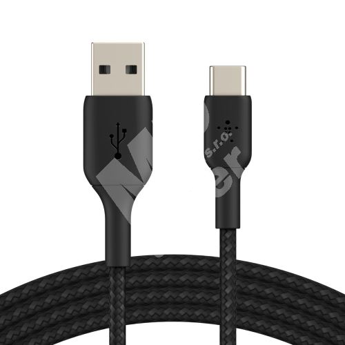 Kabel oplétaný Belkin, USB-C - USB-A, 2m, černý 1