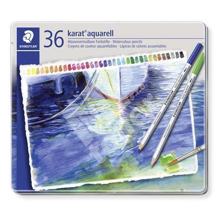 Akvarelové pastelky Staedtler Karat, sada, kovová krabička, 36 barev 3