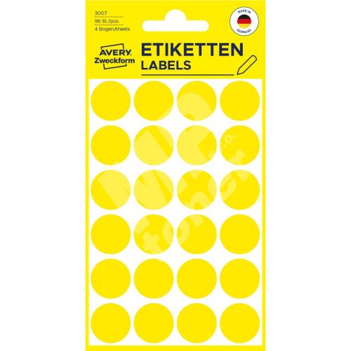 Etikety na ruční popis kolečko průměr 18 mm - žluté - 3007 1
