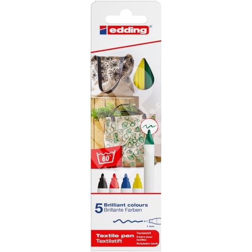 Popisovač na textil Edding 4600, sada 5 ks, základních barev 1