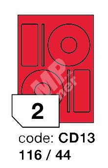Samolepící etikety Rayfilm Office průměr 116/44 mm 300 archů, fluo červená, 1