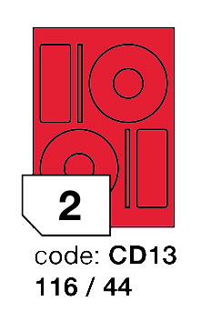 Samolepící etikety Rayfilm Office průměr 116/44 mm 300 archů, fluo červená, R0132.CD13D