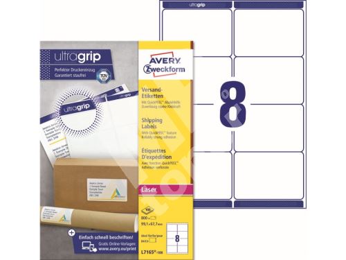 Etikety na balíky Ultragrip 99,1x67,7 mm, 100 listů A4 L7165-100 1
