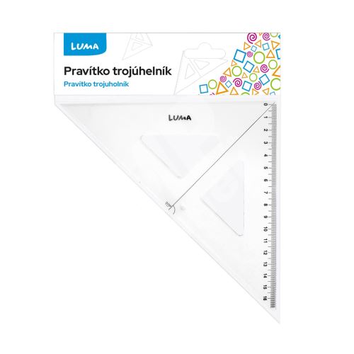 Pravítko trojúhelník s ryskou, transparentní LUMA 1