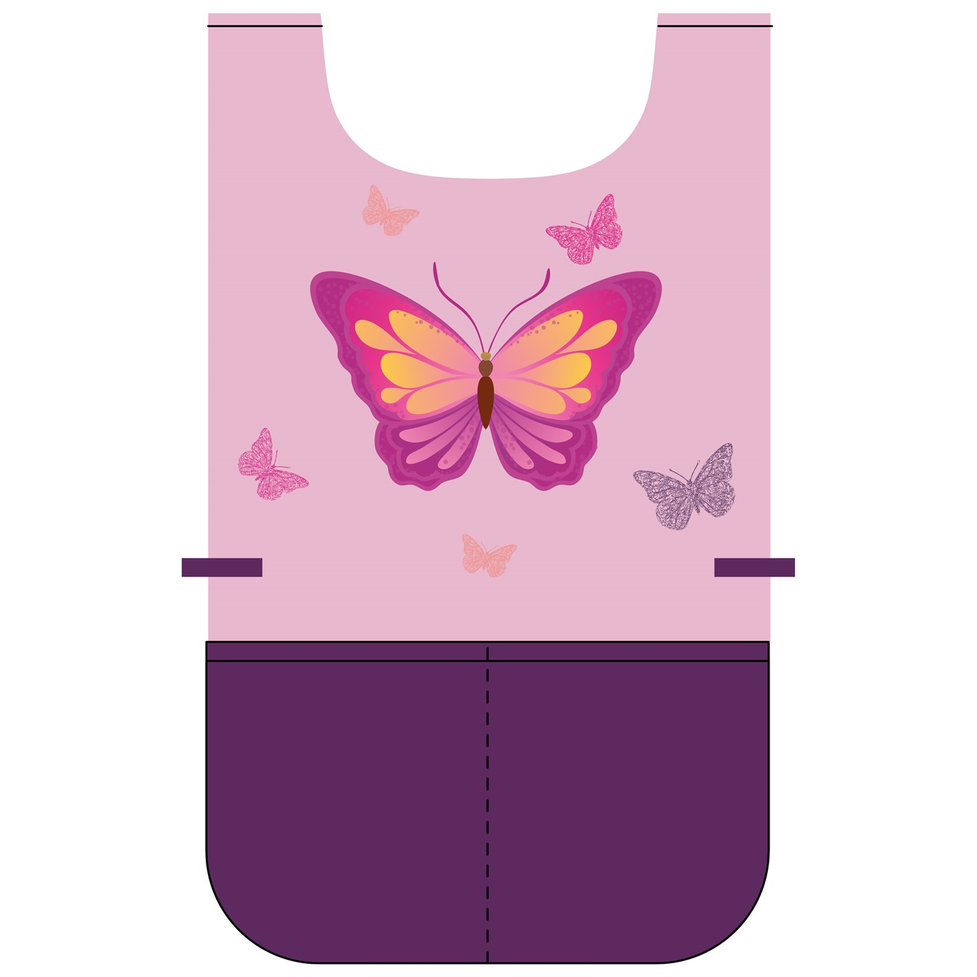 Zástěra pončo Motýl, pink