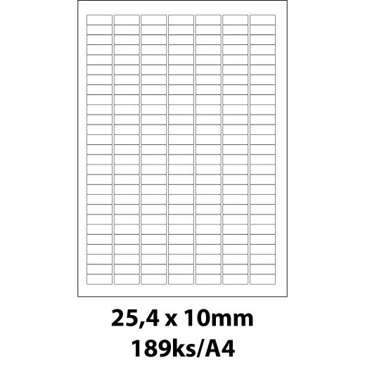 Print etikety Emy 25,4x10 mm, 189ks/arch, 100 archů, samolepící