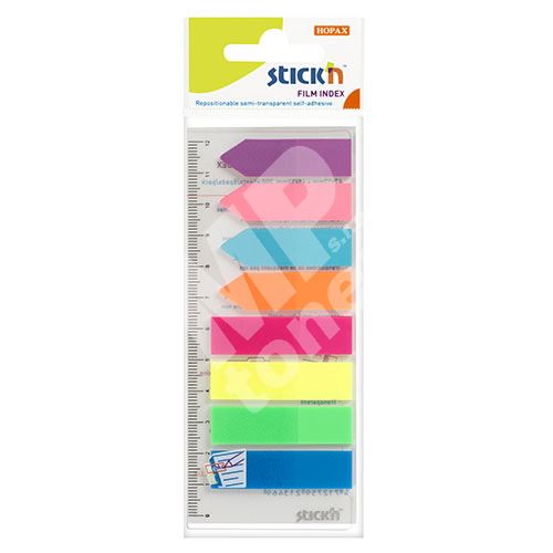 Plastové samolepicí záložky Stick n neonové barvy s pravítkem, šipky, 45 x 12 mm 6