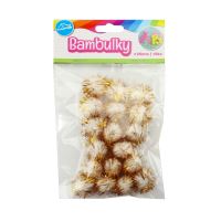Bambulky Luma metalické bílo-zlaté, 18ks, 25mm Bambulky Luma metalické bílo-zlaté, 18ks, 25mm